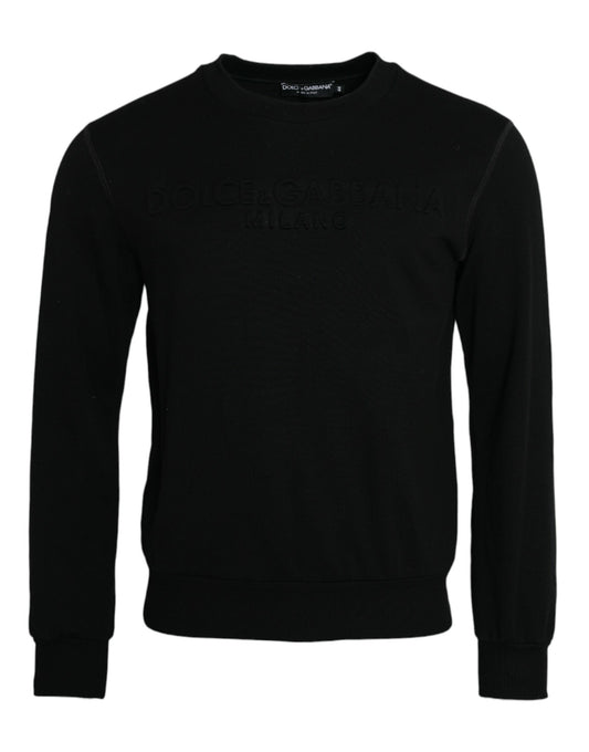 Dolce & Gabbana Schwarzes Baumwoll-Sweatshirt mit langen Ärmeln Pullover