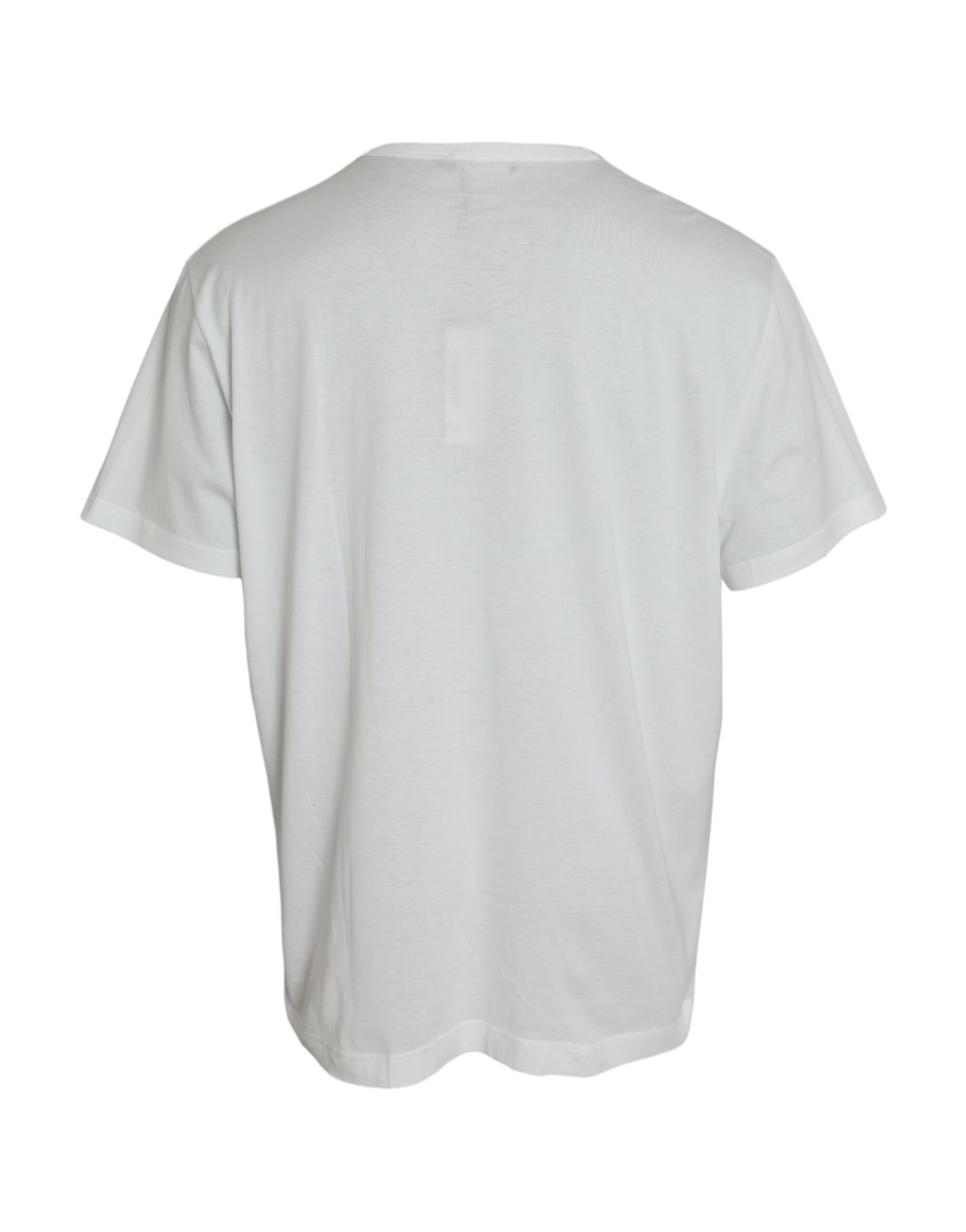 Dolce &amp; Gabbana White cotton crew neck T-shirt with embossed logo