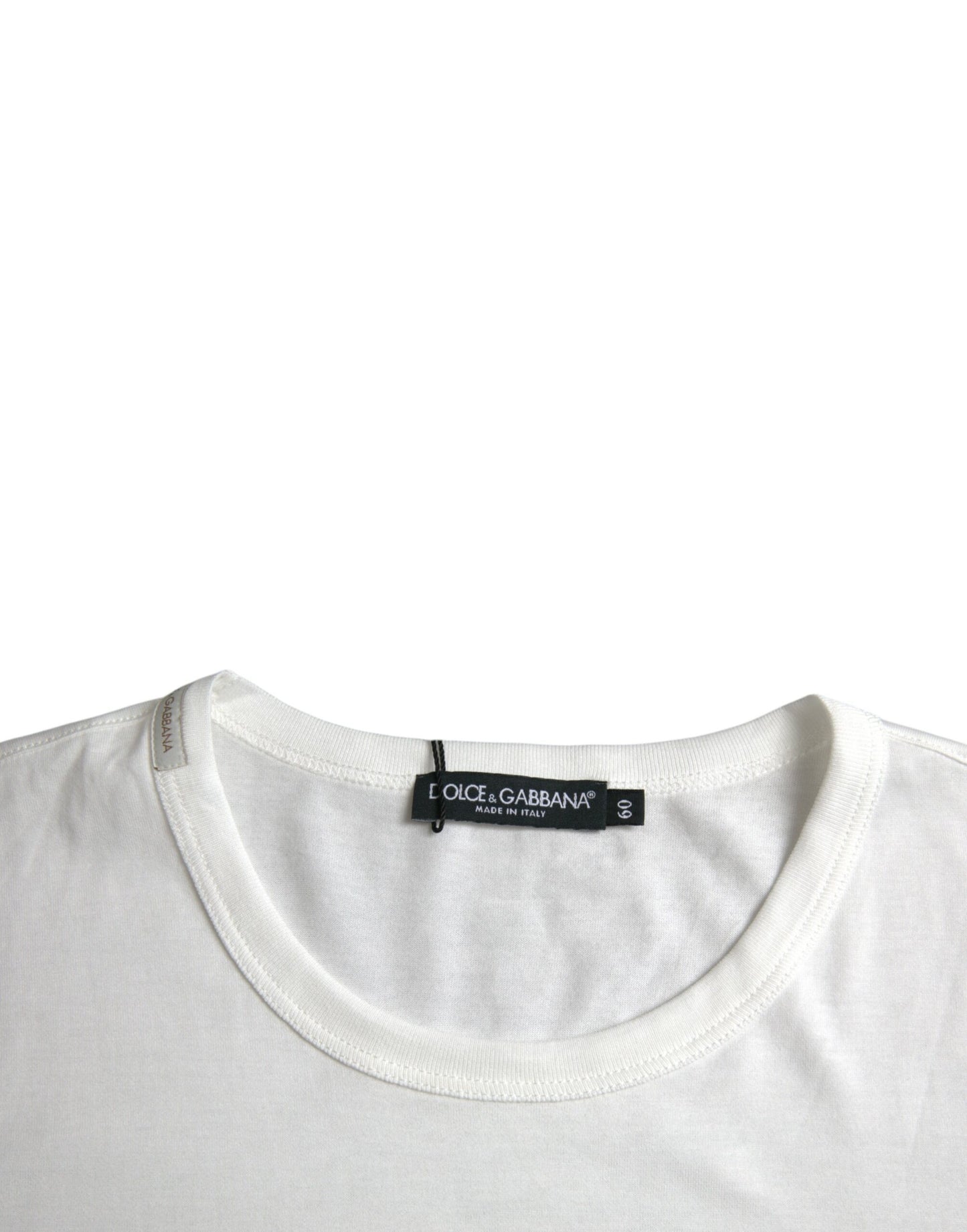 Dolce &amp; Gabbana White cotton crew neck T-shirt with embossed logo