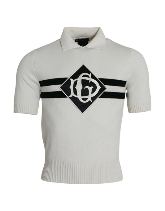 Dolce &amp; Gabbana White DG Logo Henley Collar Shirt T-Shirt