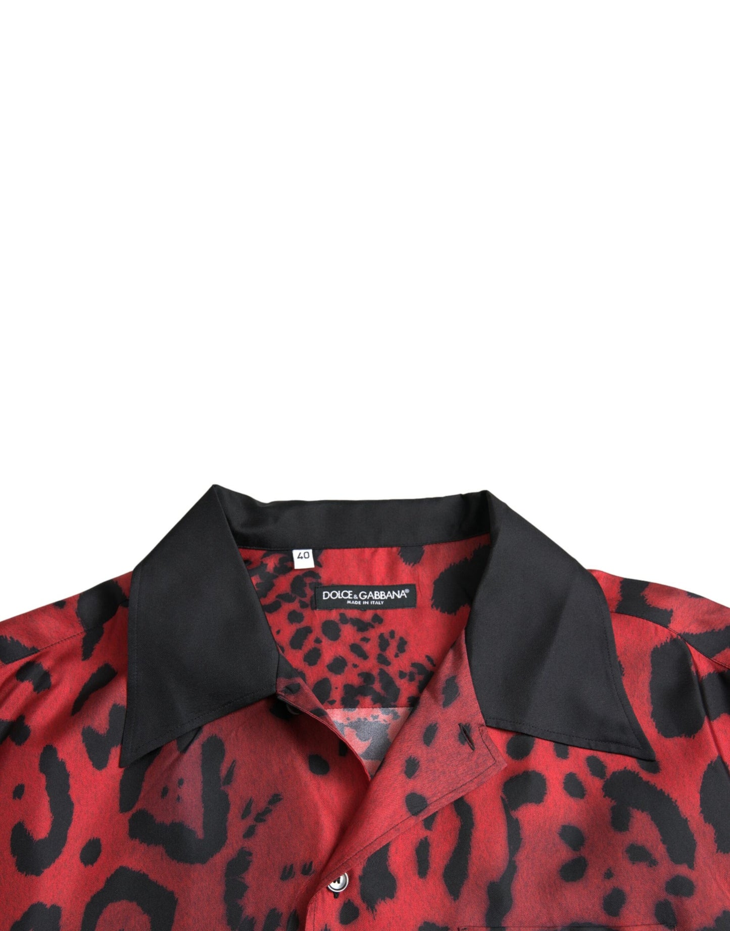 Dolce & Gabbana Rotes Leoparden-Seidenhemd mit Knopfleiste Freizeithemd