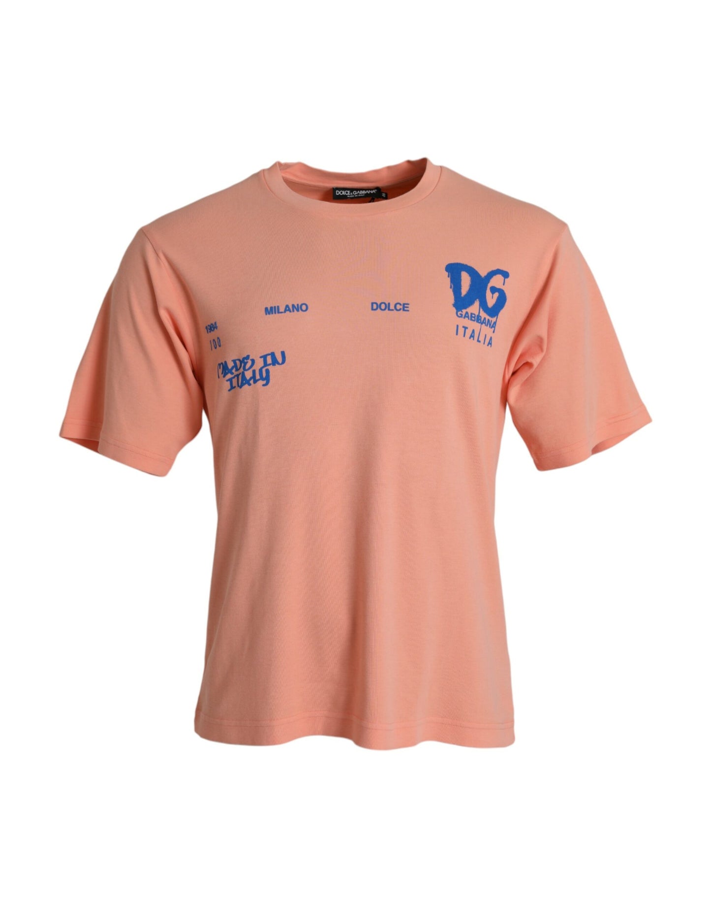 Dolce &amp; Gabbana coral cotton logo short sleeve t-shirt