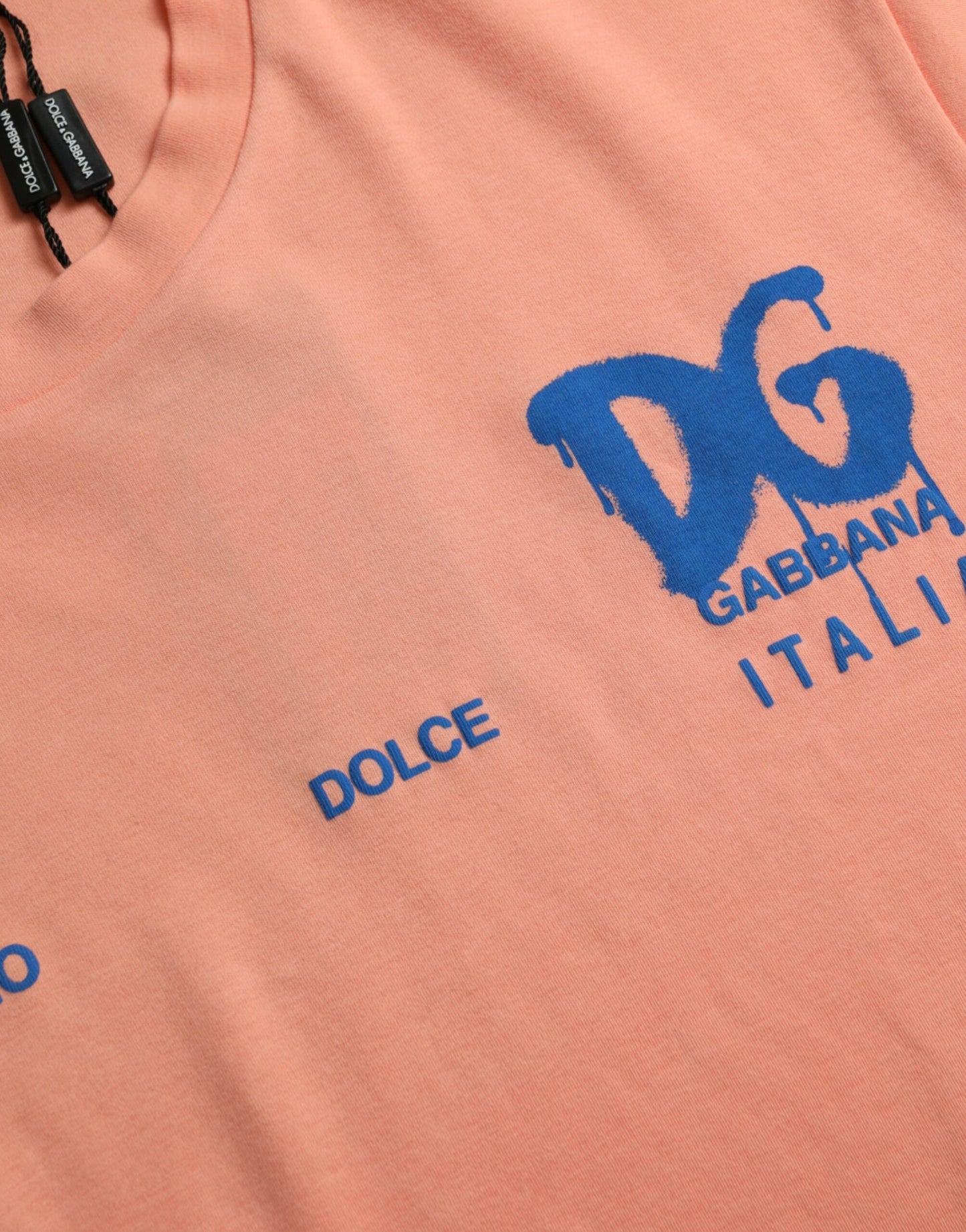 Dolce &amp; Gabbana coral cotton logo short sleeve t-shirt