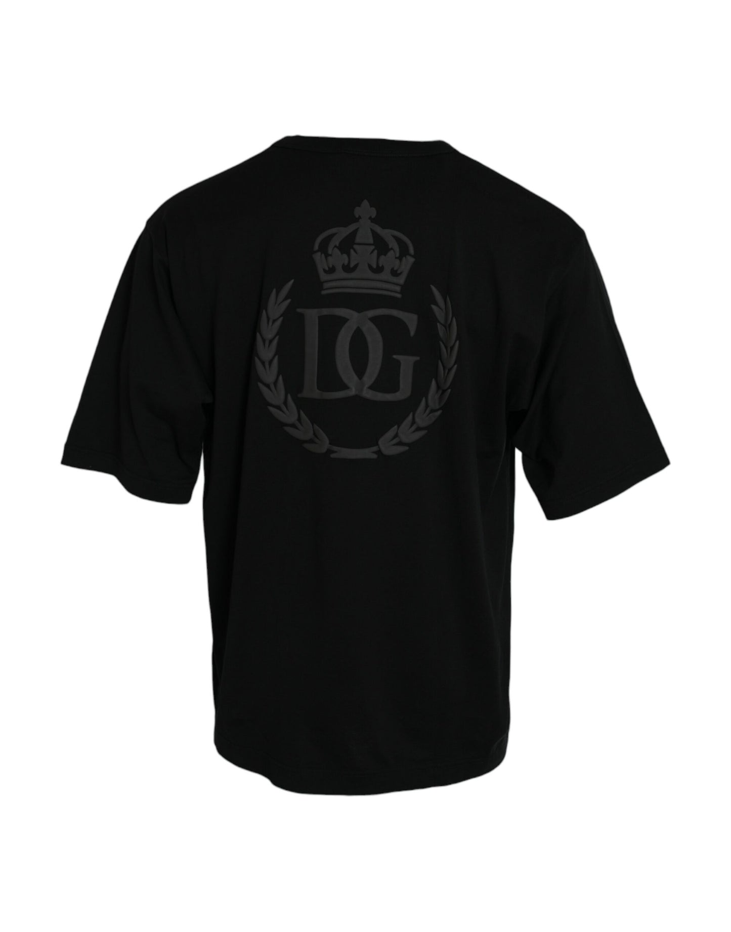 Dolce &amp; Gabbana Black round neck short sleeve T-shirt with embossed logo