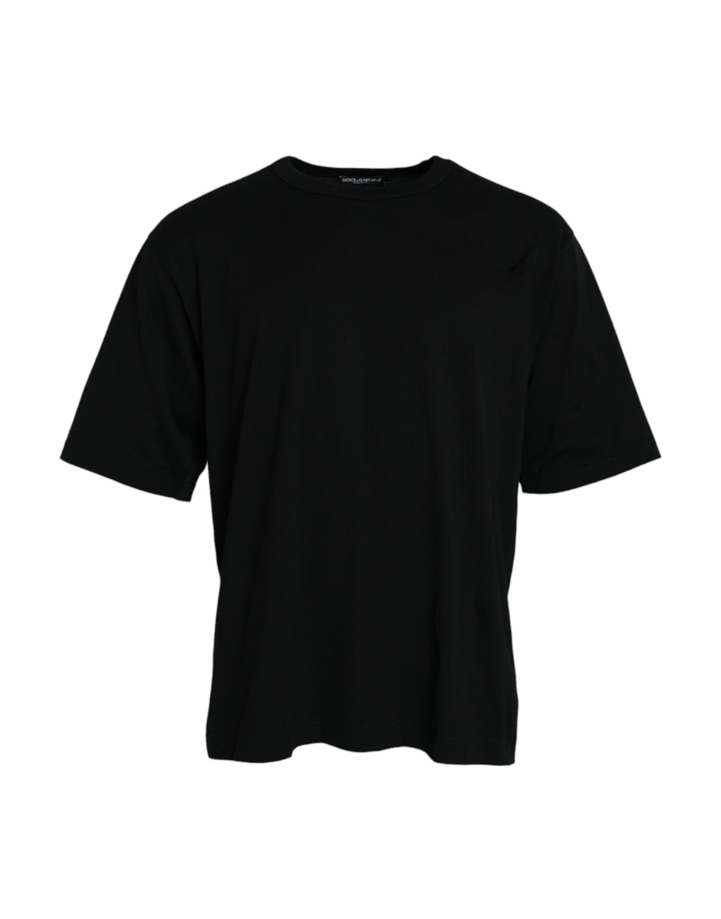 Dolce &amp; Gabbana Black round neck short sleeve T-shirt with embossed logo