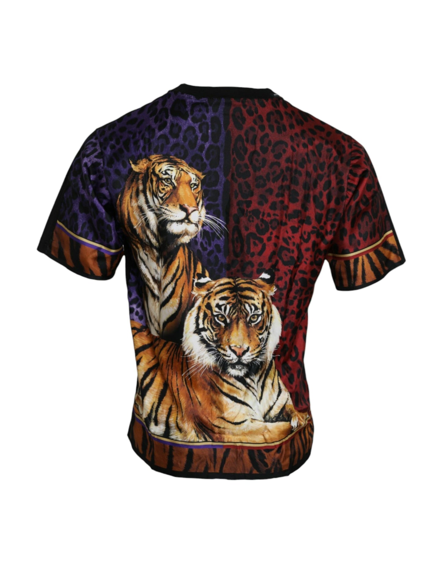 Dolce &amp; Gabbana Multicolor Tiger Print Cotton Short Sleeve T-Shirt