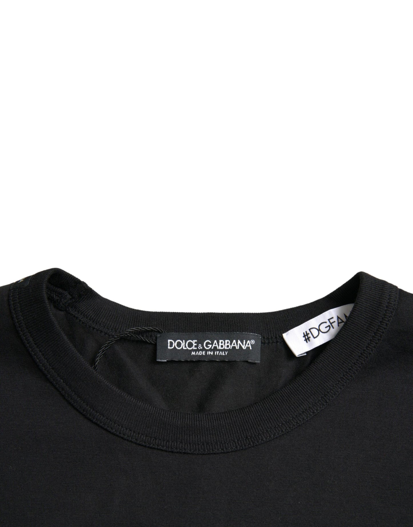 Dolce & Gabbana Schwarzes #DGFamily Baumwoll-T-Shirt mit Rundhalsausschnitt