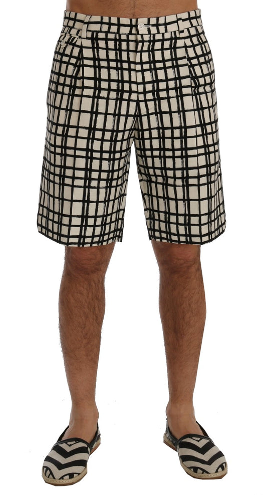 Dolce & Gabbana Elegante gestreifte Baumwoll-Leinen-Shorts