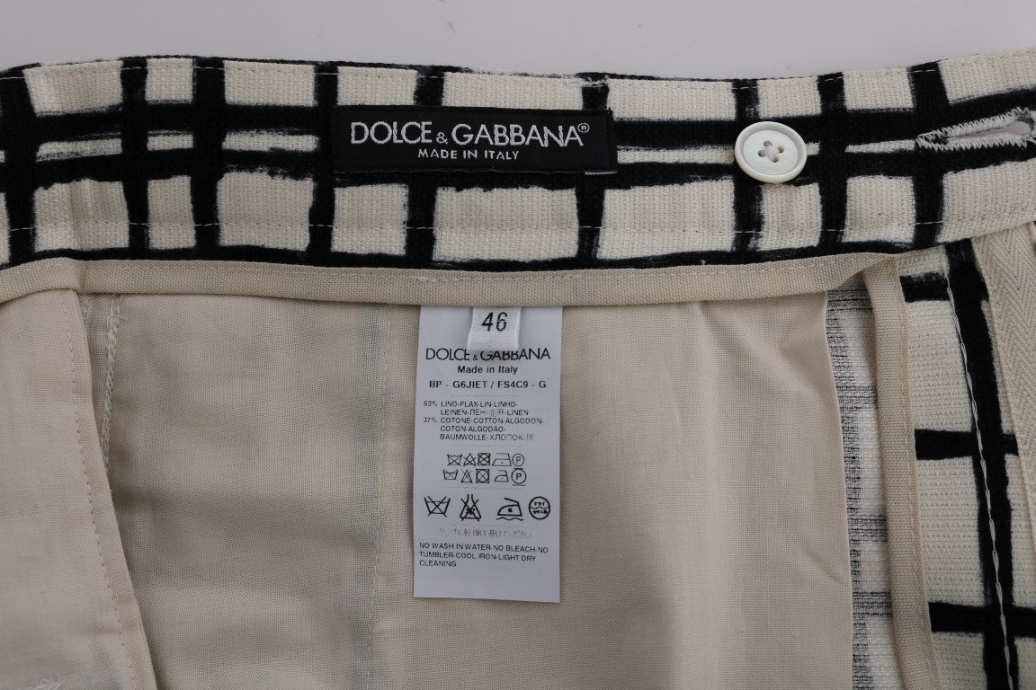 Dolce &amp; Gabbana elegantit raidalliset puuvillaiset pellavashortsit