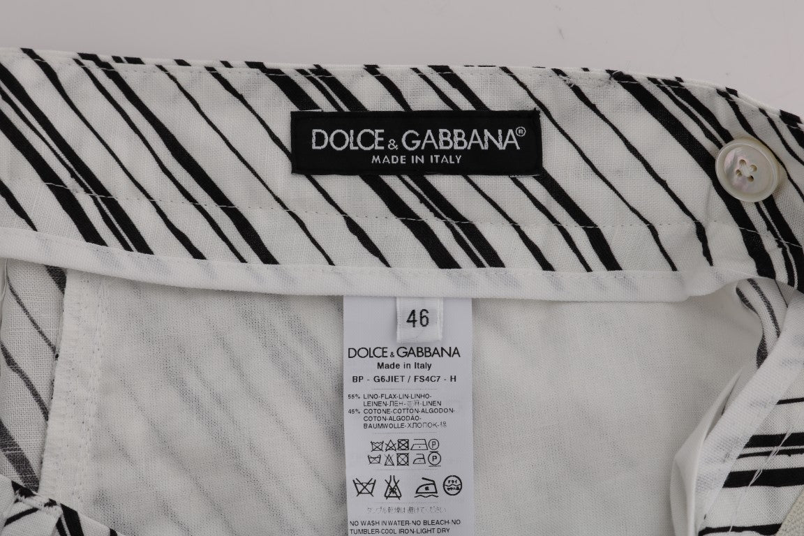 Dolce &amp; Gabbana elegantit raidalliset puuvillaiset pellavashortsit