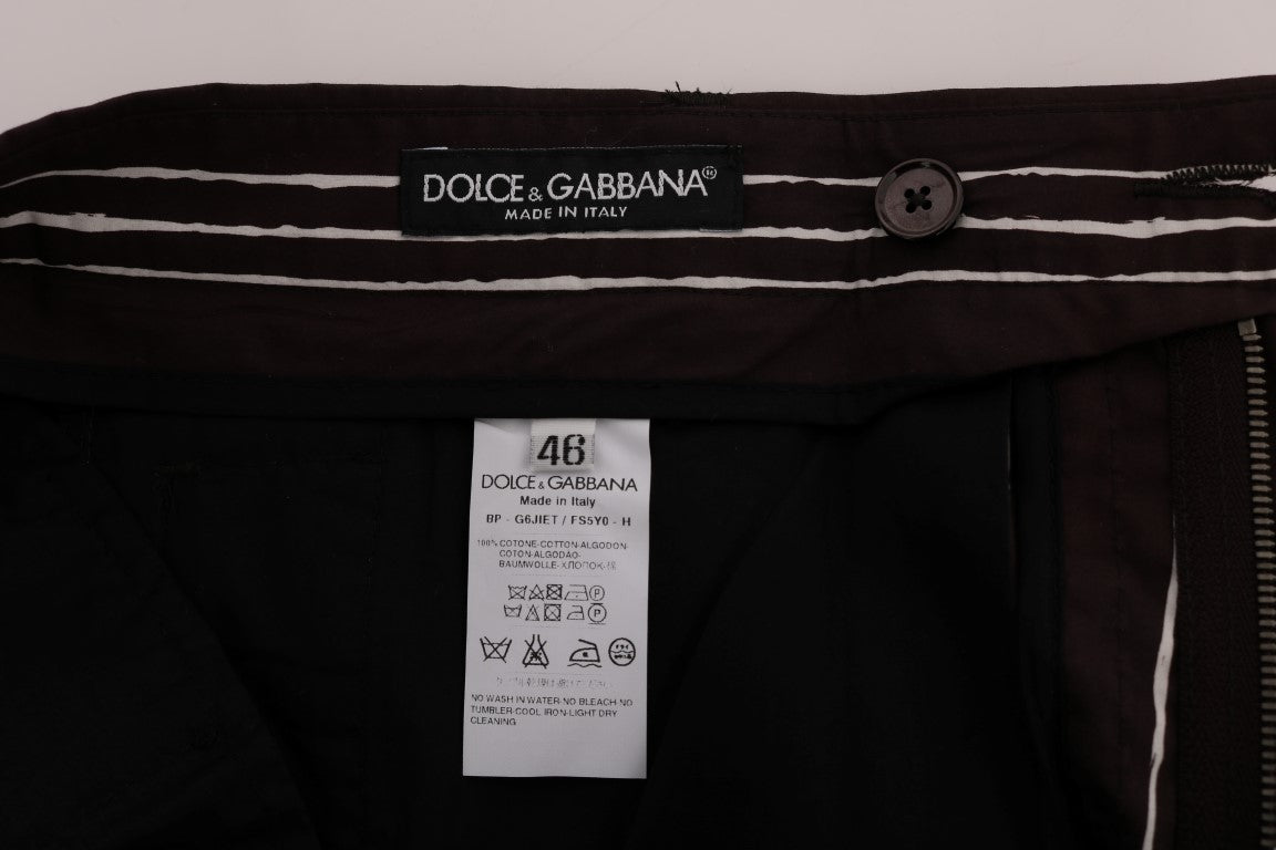 Dolce &amp; Gabbana Bordeaux raidalliset polvishortsit puuvillasta