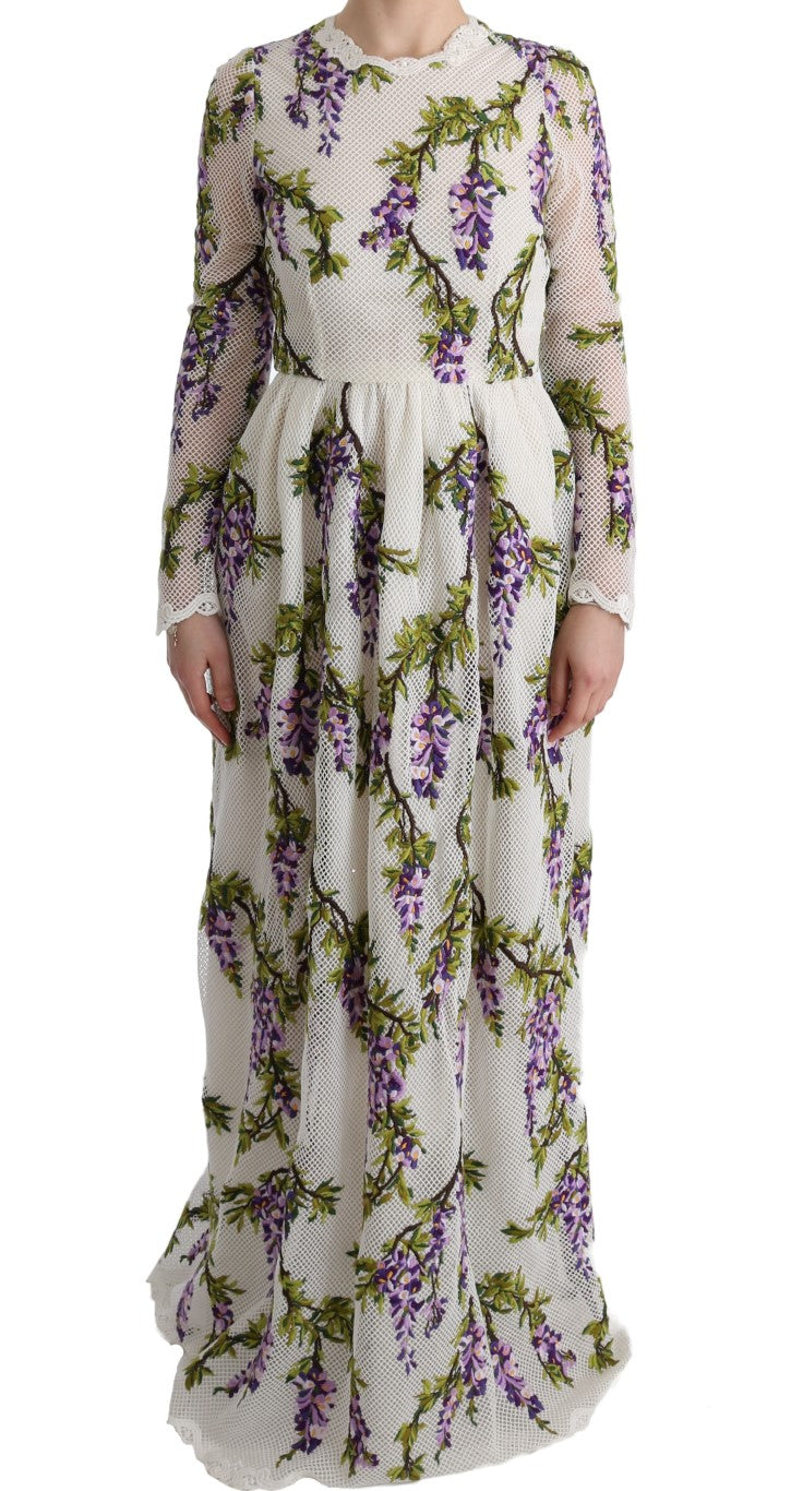 Dolce & Gabbana Elegantes Maxi A-Linien Kleid mit langen Ärmeln