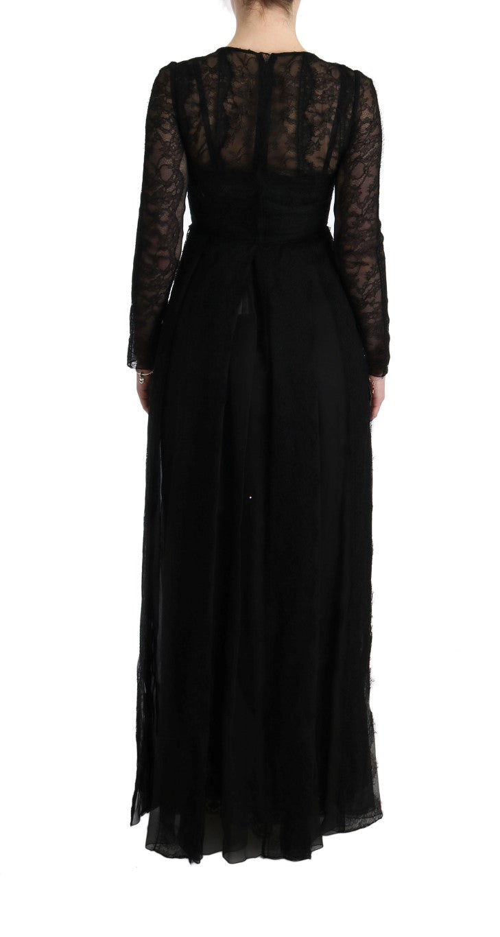 Dolce &amp; Gabbana Elegant Black Sheath Dress with Long Sleeves