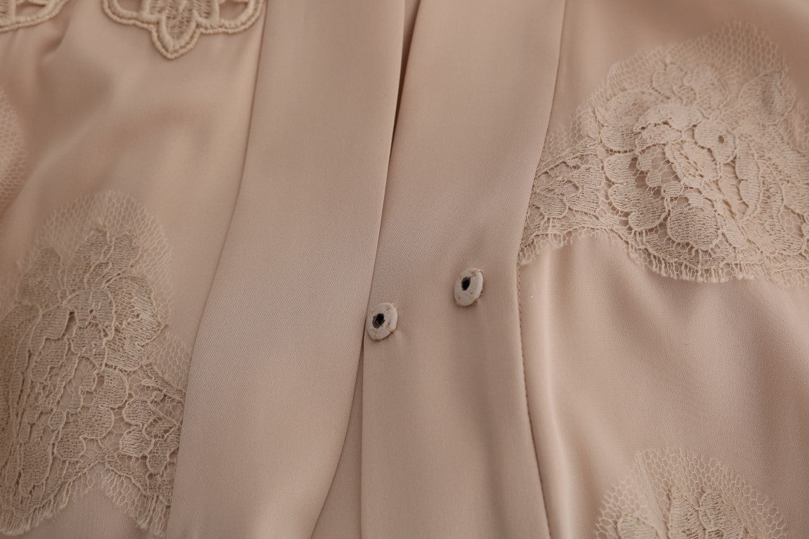 Dolce &amp; Gabbana Elegant Beige Cape Kaftan Dress