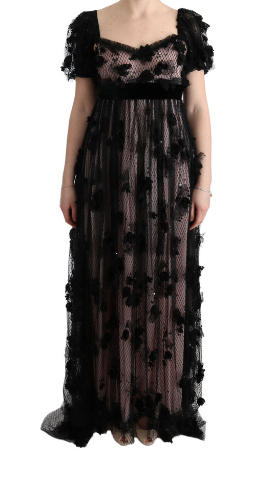 Dolce &amp; Gabbana Elegant dress with full-length floral appliqués