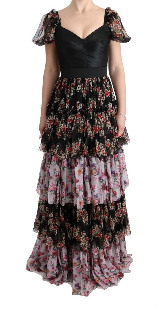 Dolce &amp; Gabbana Elegant floral sheath dress in multi-coloured silk blend