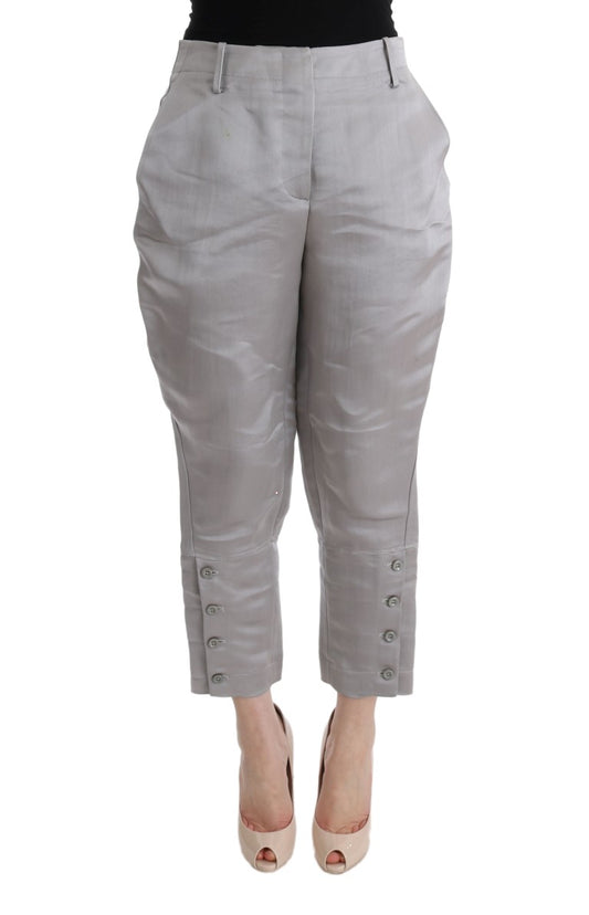 Ermanno Scervino Chic grey cuffed silk trousers