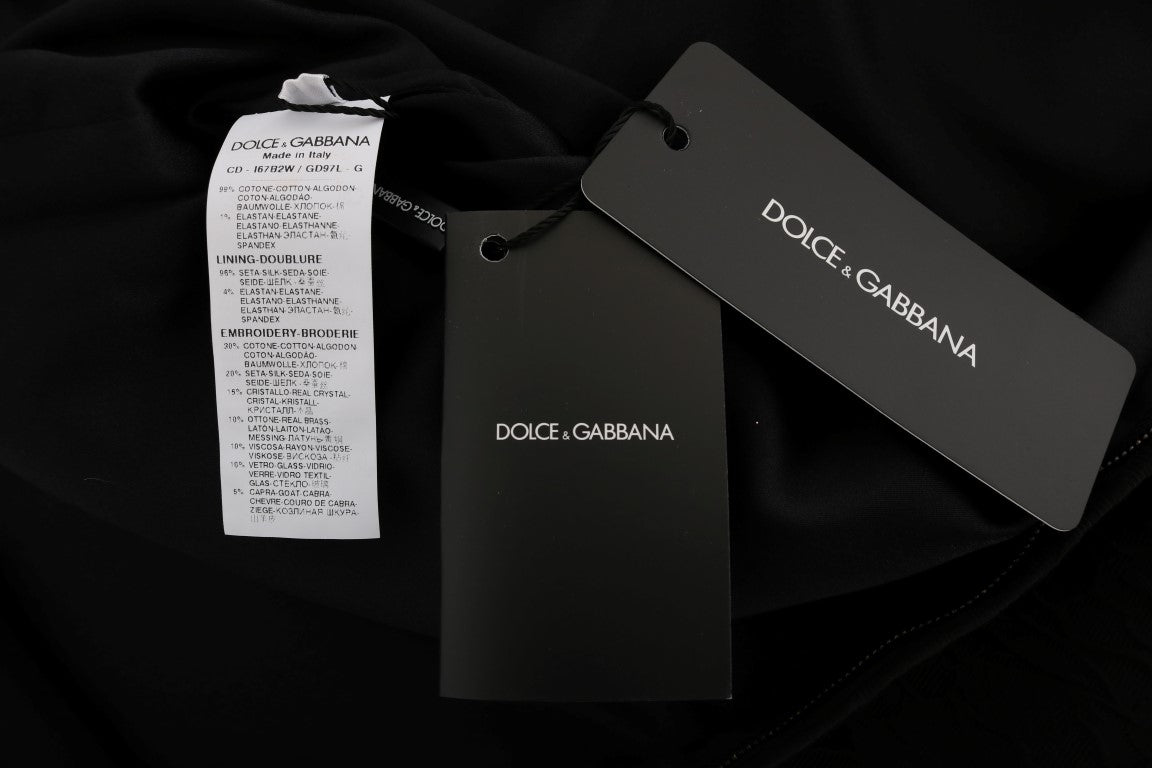 Dolce &amp; Gabbana Black Crystal-Embellished Stretch Mini Dress