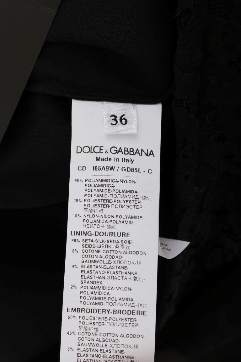 Dolce &amp; Gabbana Elegantti musta vaihtomekko, jossa on pitsi-sydänapplikaatio