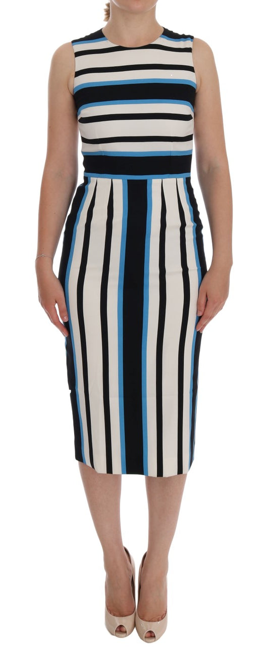 Dolce &amp; Gabbana Chic Striped Silk Coat Dress