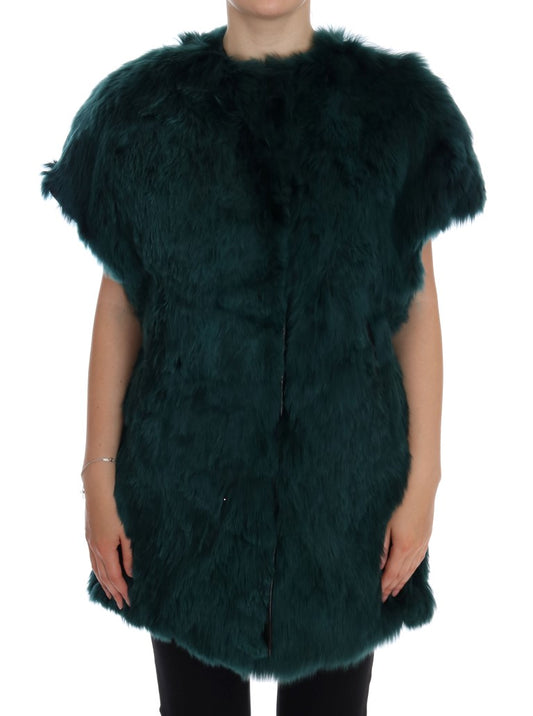 Dolce &amp; Gabbana Exquisite Green Alpaca Fur Long Vest