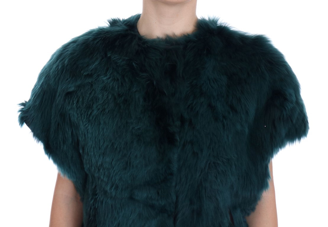 Dolce &amp; Gabbana Exquisite Green Alpaca Fur pitkä liivi