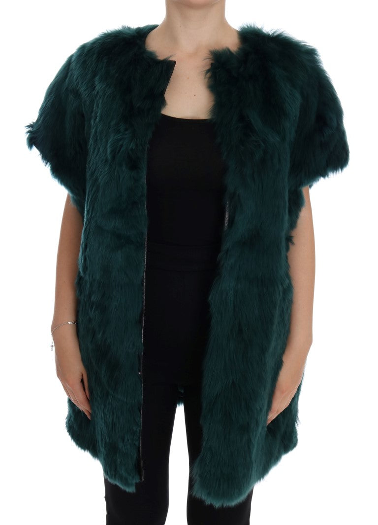 Dolce &amp; Gabbana Exquisite Green Alpaca Fur pitkä liivi