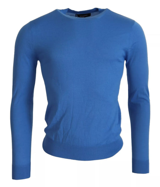 Dsquared² Blue wool sweater with long sleeves and round neck