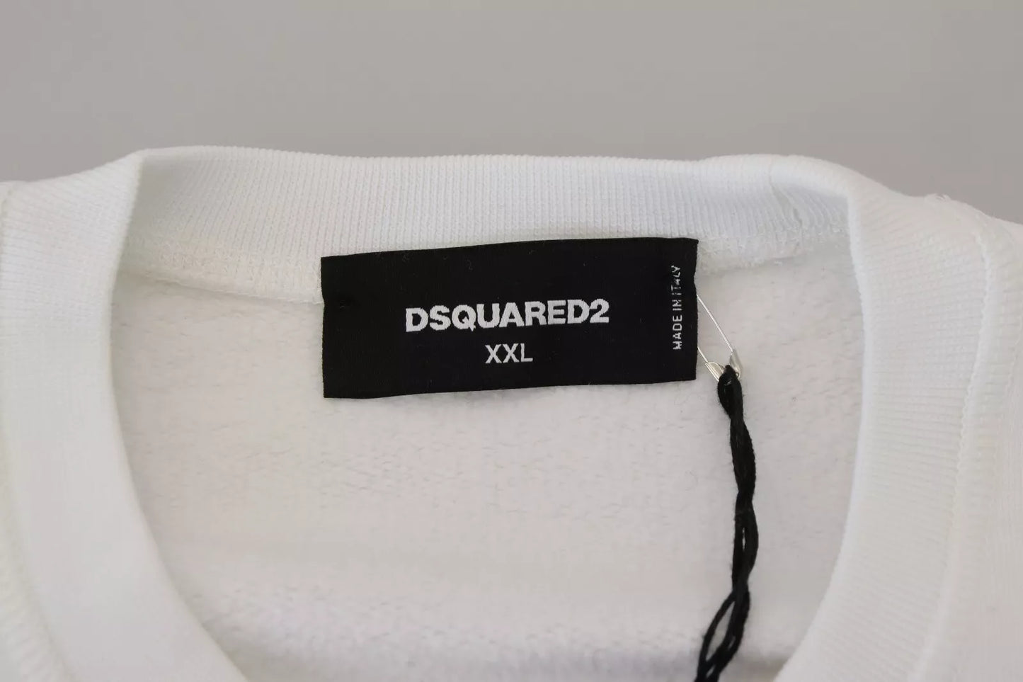 Dsquared² Valkoinen kirjailtu pyöreäkauluksinen villapaita