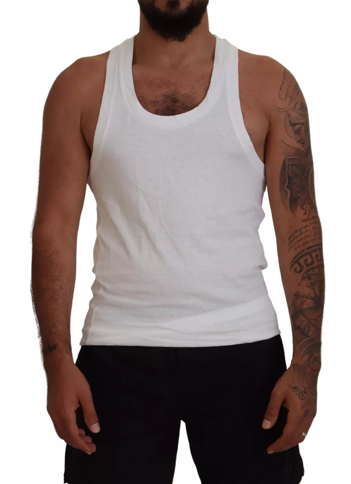 Dsquared² White cotton and linen sleeveless tank t-shirt