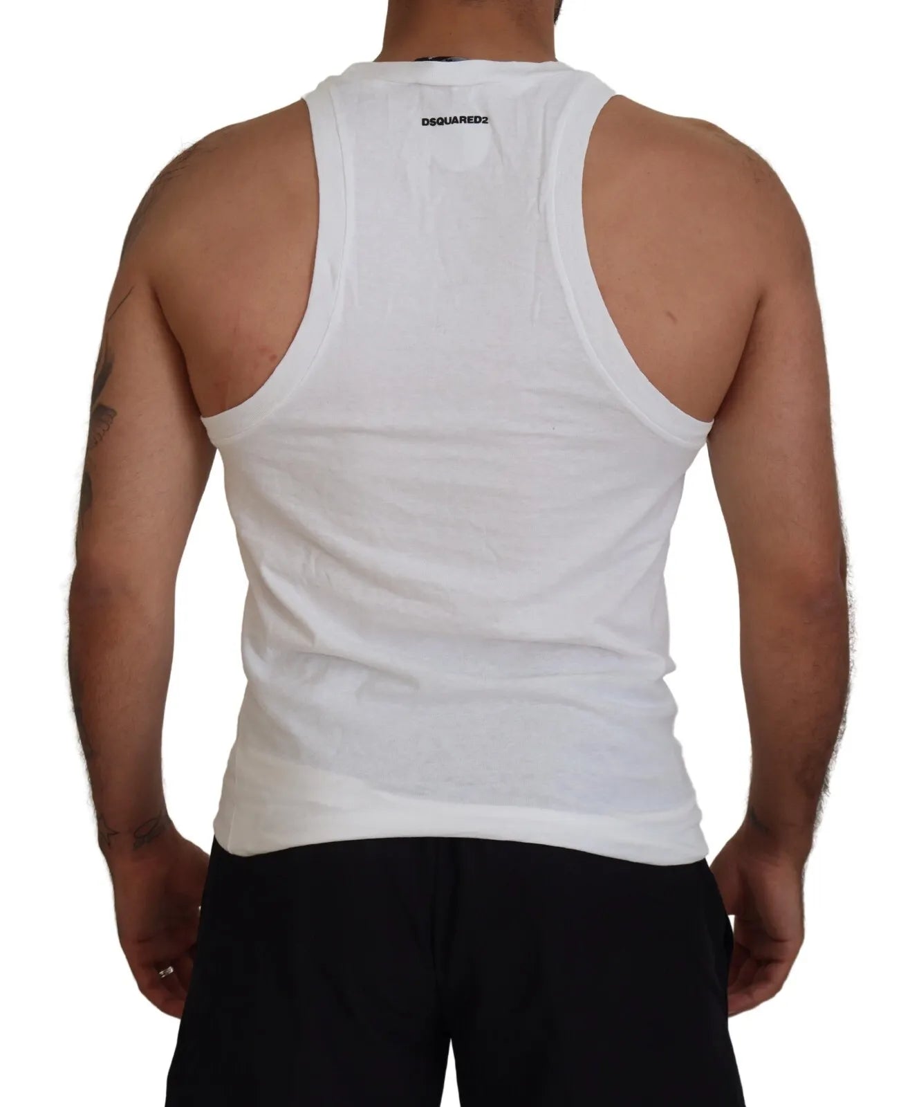 Dsquared² White cotton and linen sleeveless tank t-shirt