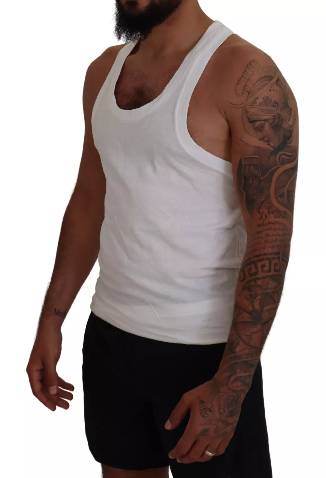 Dsquared² White cotton and linen sleeveless tank t-shirt