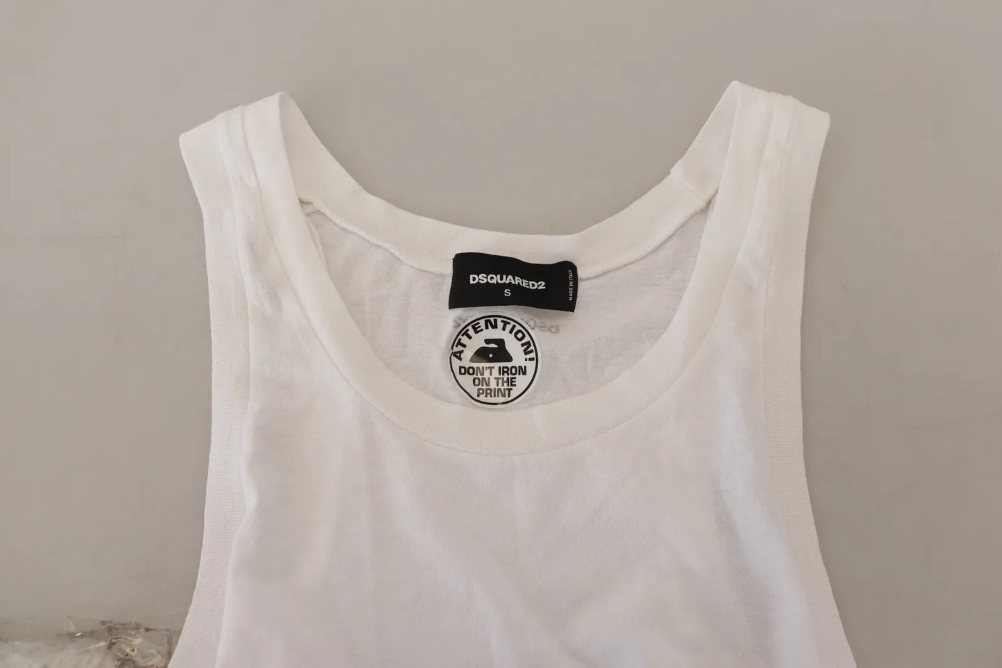 Dsquared² White cotton and linen sleeveless tank t-shirt