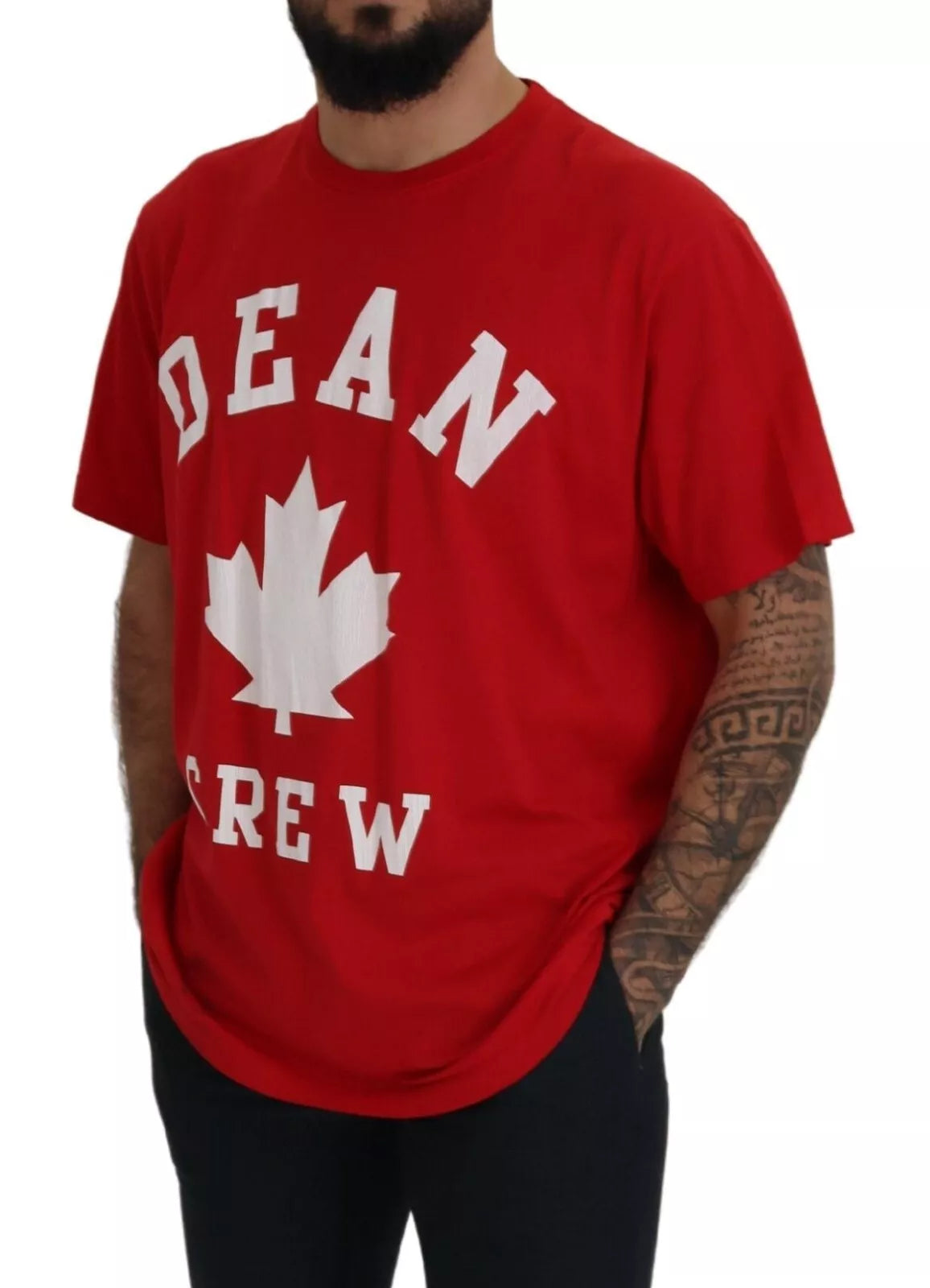 Dsquared² Red printed cotton t-shirt with short sleeves and round neck