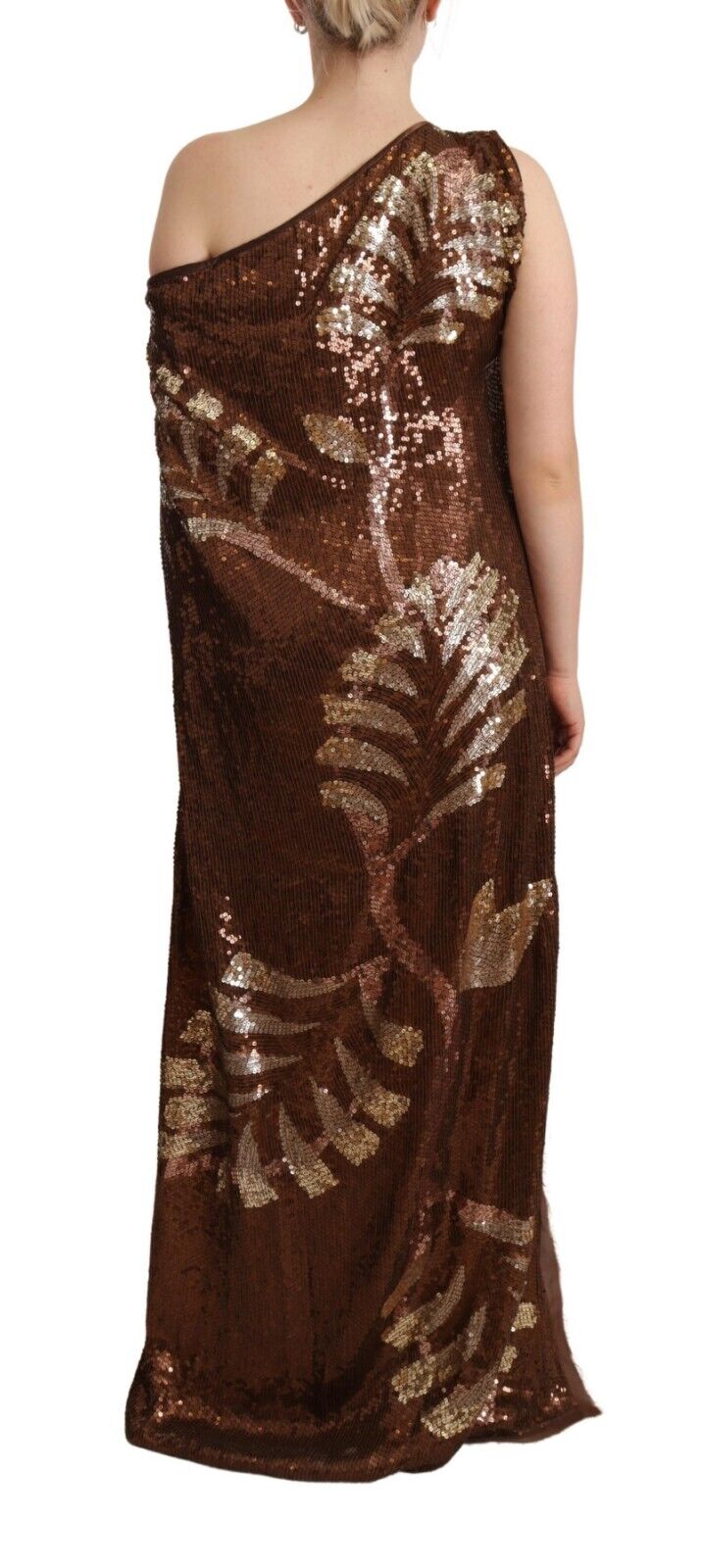 Dsquared² Brown Leaf Sequin Shift yhden olkapituinen mekko