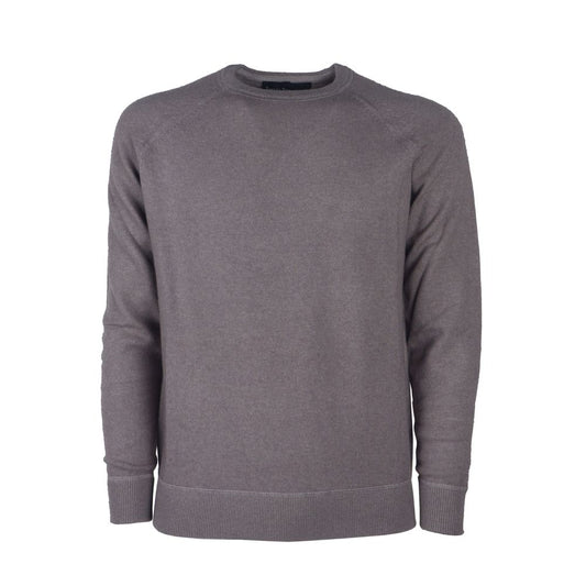 Emilio Romanelli Elegant Grey Cashmere Crew Neck -neulepusero