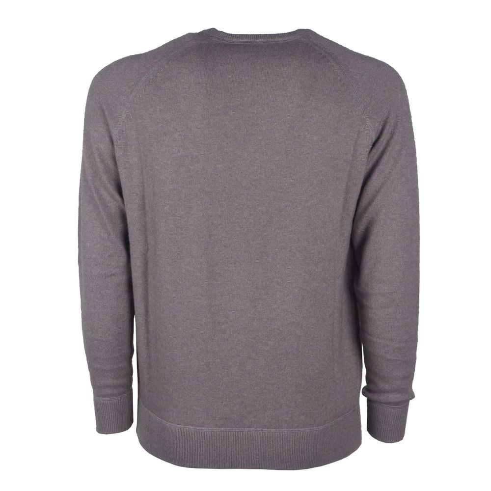 Emilio Romanelli Elegant Grey Cashmere Crew Neck -neulepusero