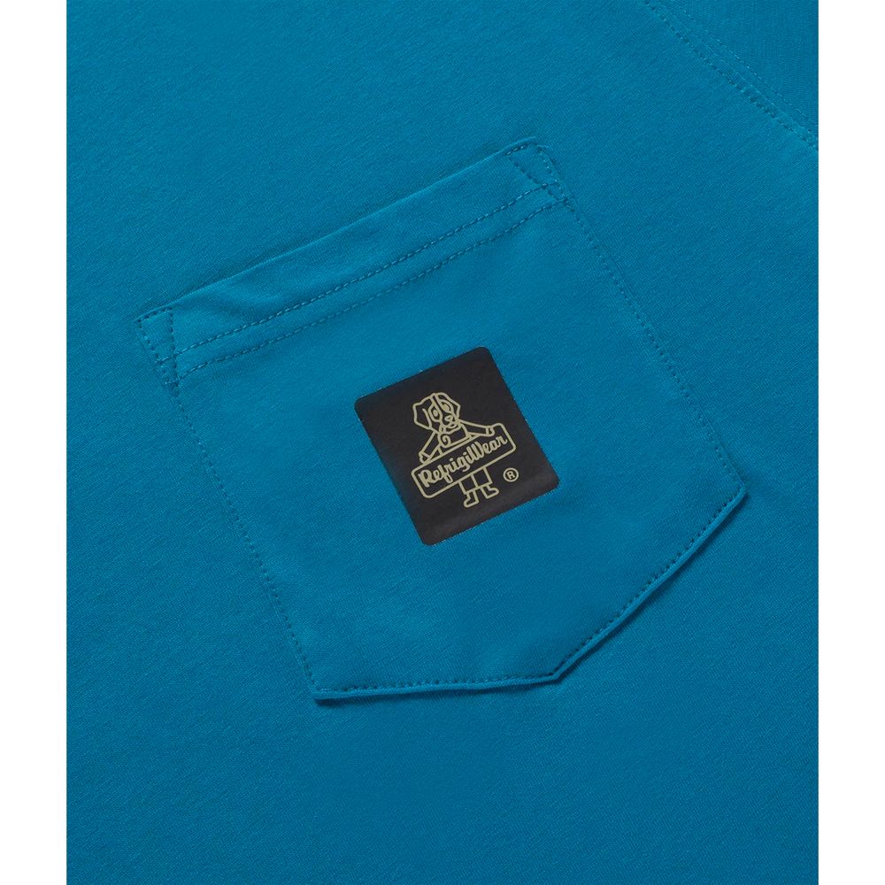 Refrigiwear Schickes hellblaues Baumwoll-T-Shirt mit Logo auf der Brust