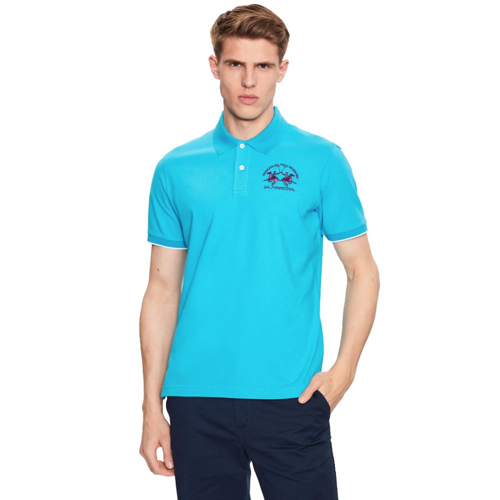 La Martina Hellblaues Baumwoll-Poloshirt