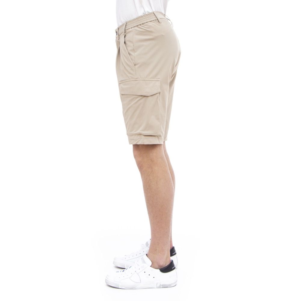 People Of Shibuya Beige Stretch Bermuda Cargo Shorts