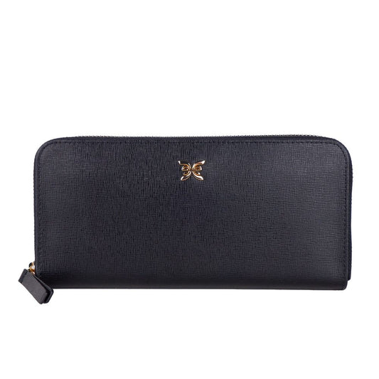 Ungaro Elegant black leather wallet with zipper