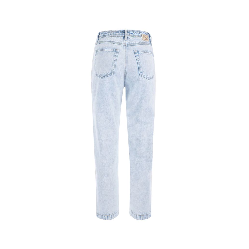 Yes Zee Light Blue Cotton High Waisted Jeans for Women