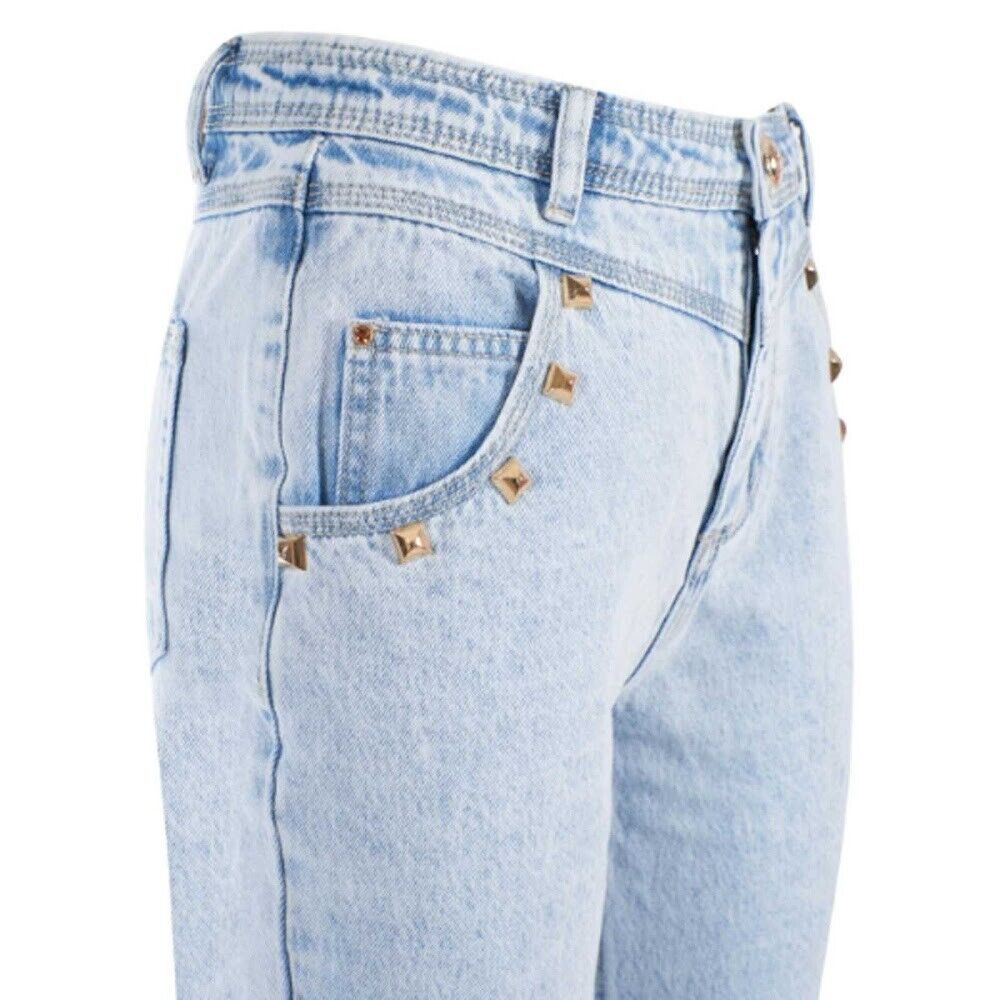 Yes Zee Light Blue Cotton High Waisted Jeans for Women