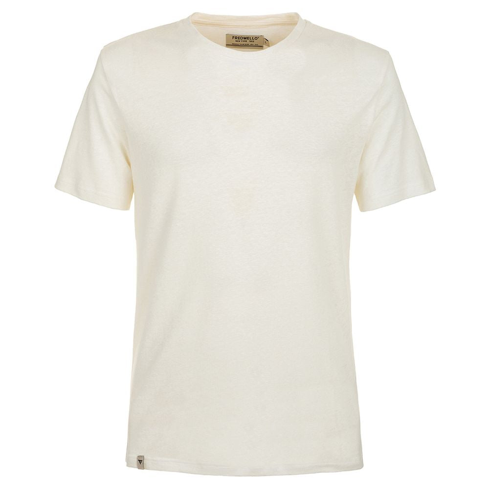 Fred Mello Elegant T-shirt made of white linen-cotton blend