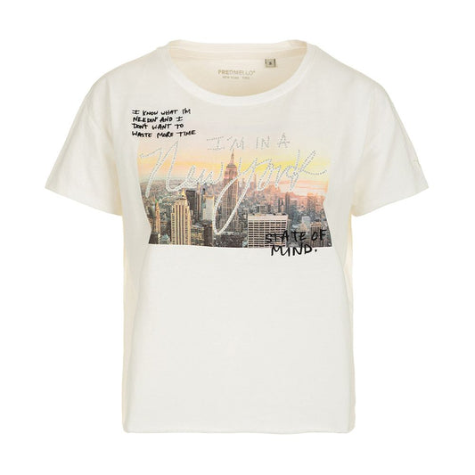 Fred Mello Elegant white graphic t-shirt with rhinestone accent