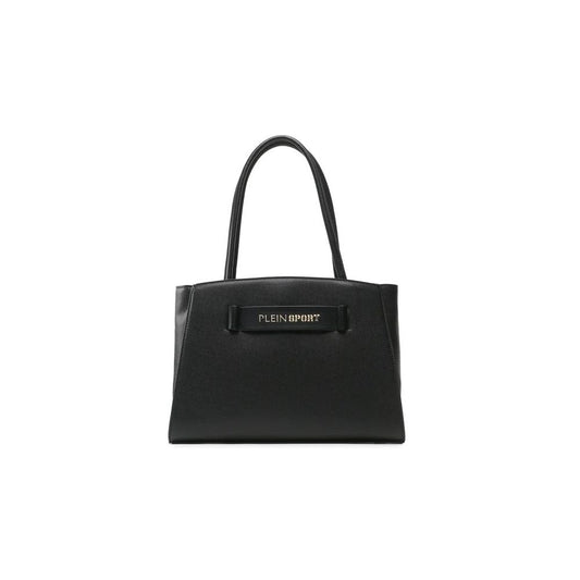 Plein Sport Elegantes Silber-Logo Eco-Leder Shopper