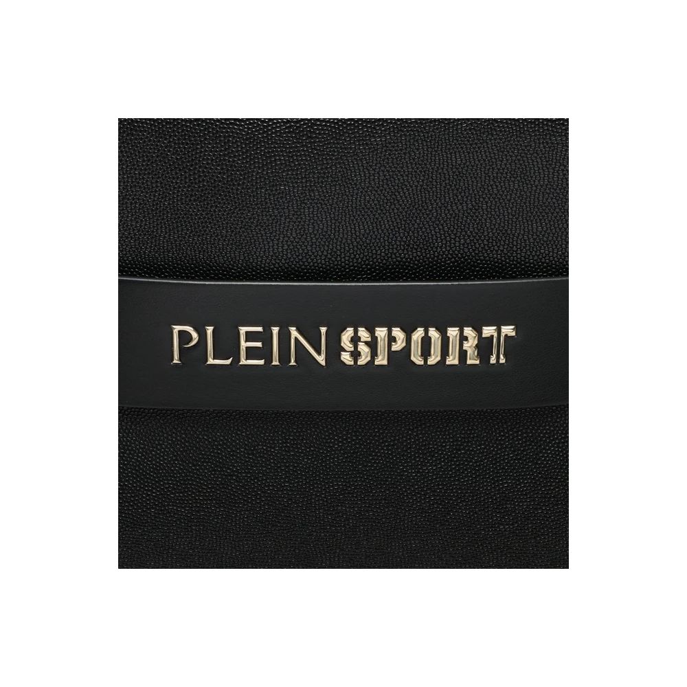 Plein Sport Elegant Silver Logo Eco-Leather Shopper