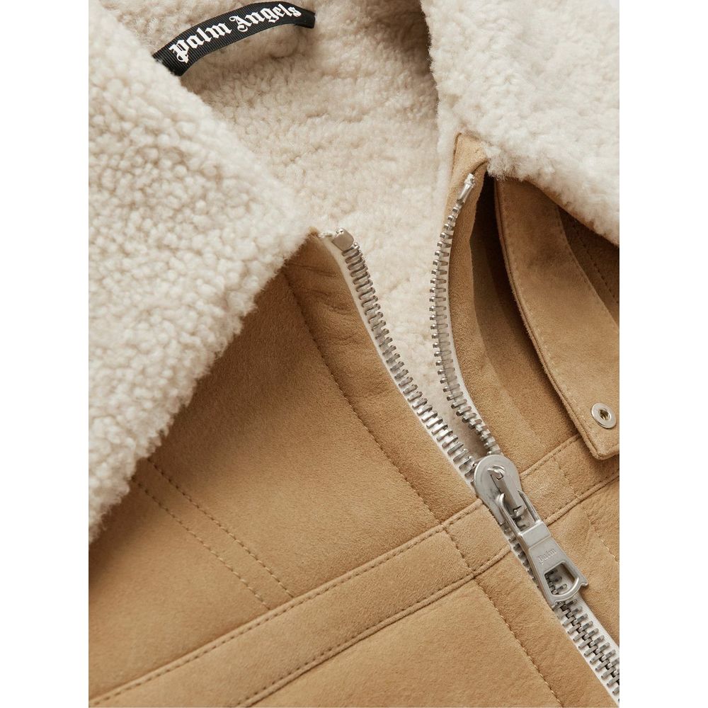 Palm Angels Beige Lederjacke für Männer