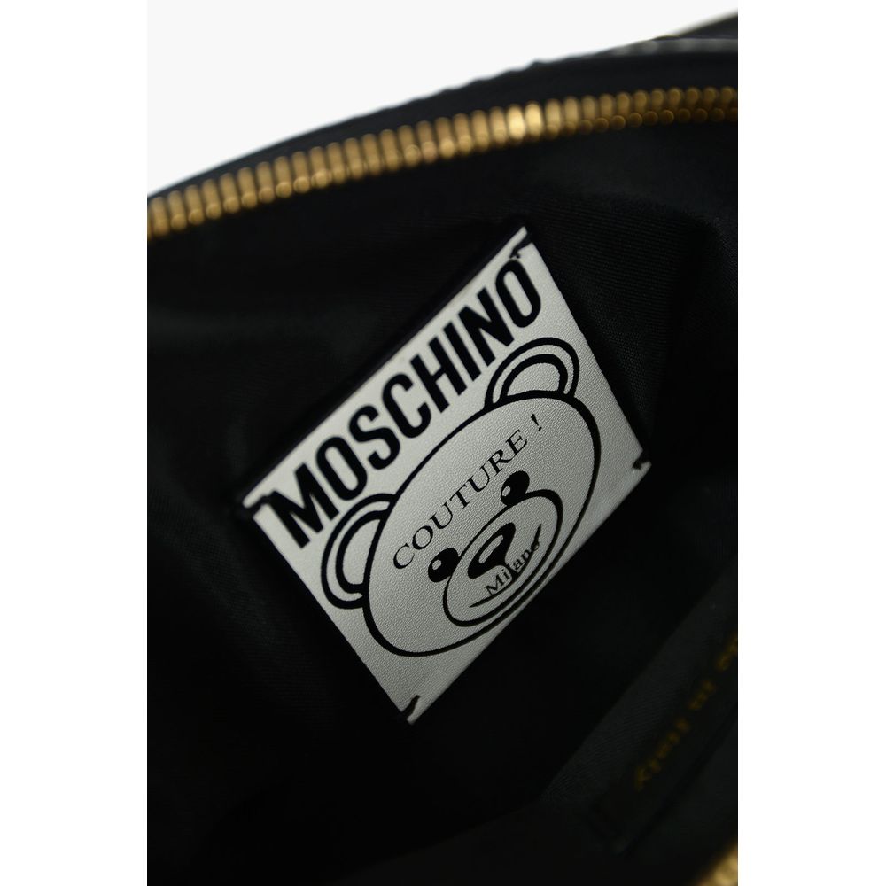 Moschino Couture Schicke Clutch mit Teddybär-Print und Riemen aus Kalbsleder