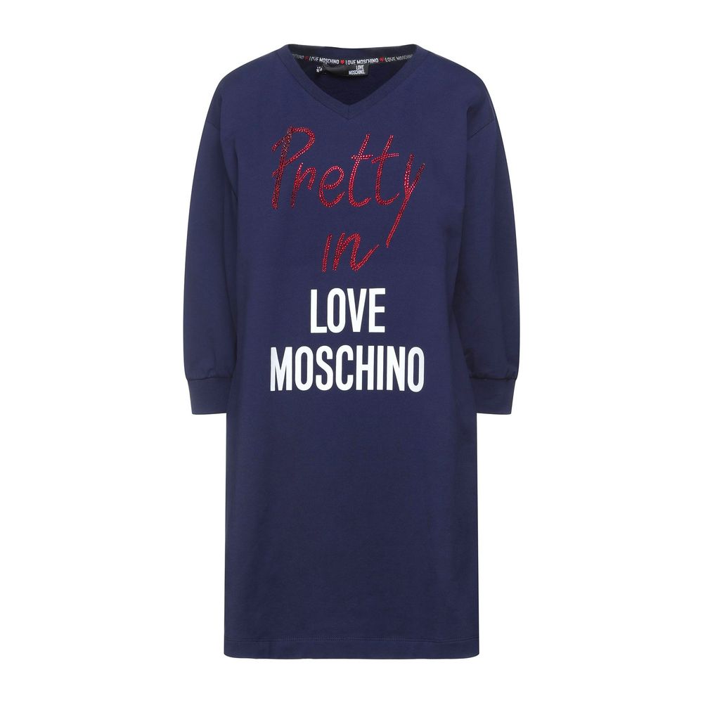 Love Moschino Blaues Baumwollkleid für Frauen